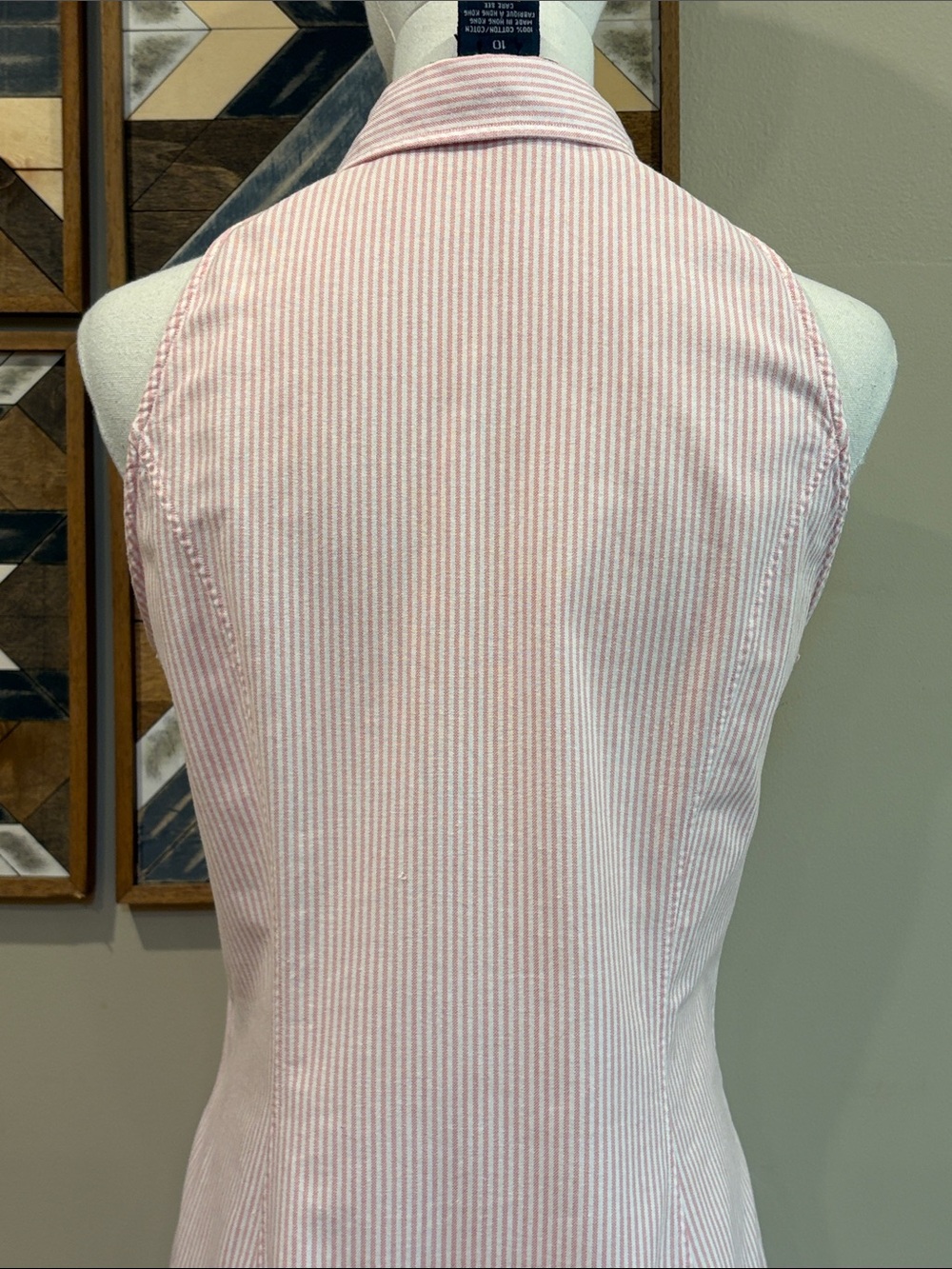 Vintage Ralph Lauren Blue Label 90s Pink / White Striped Cotton Polo Dress 10 - Picture 8 of 13